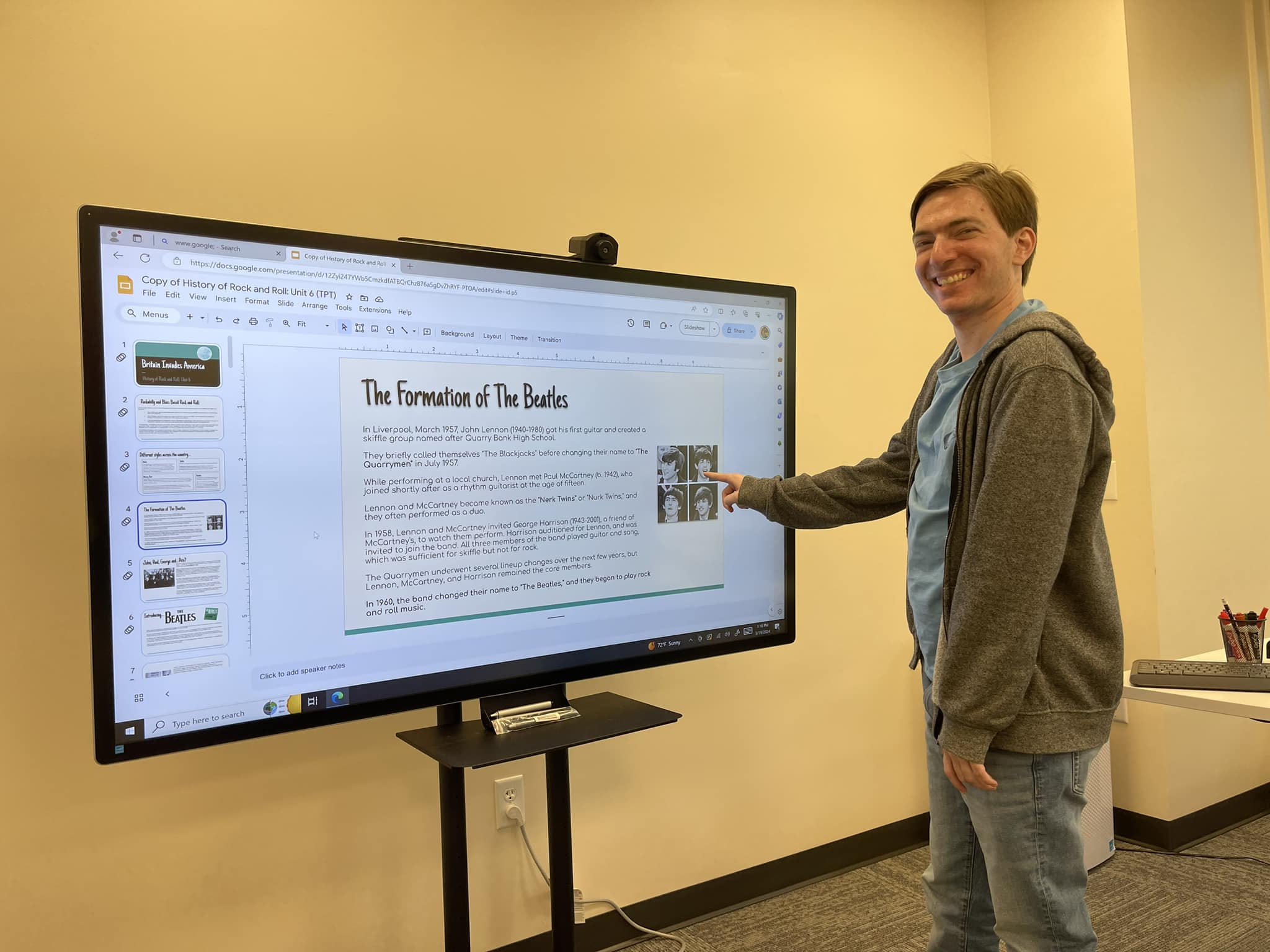 Student presenting at the whiteboard