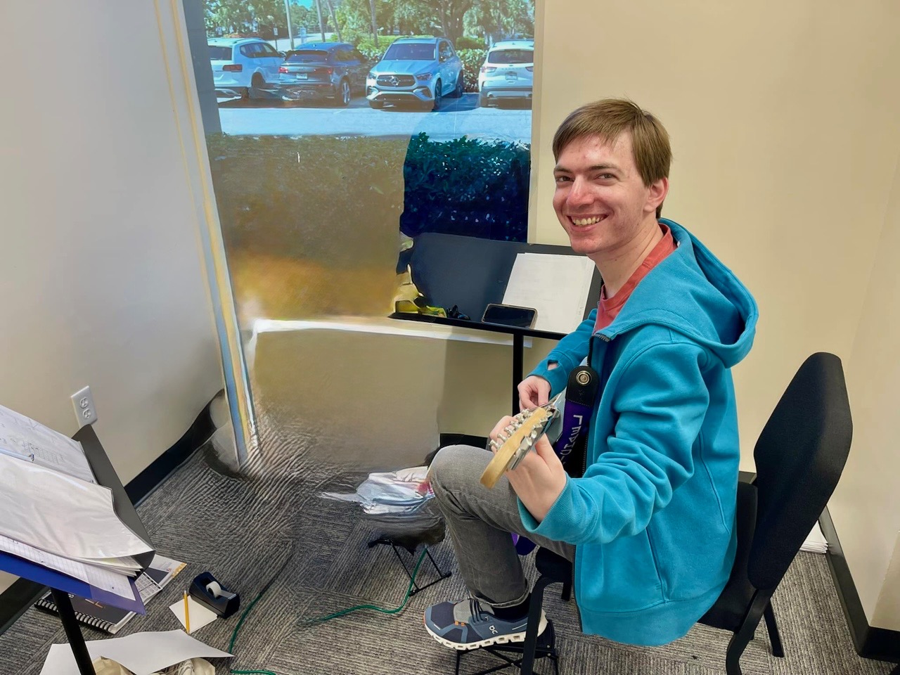 Student at computer workstation